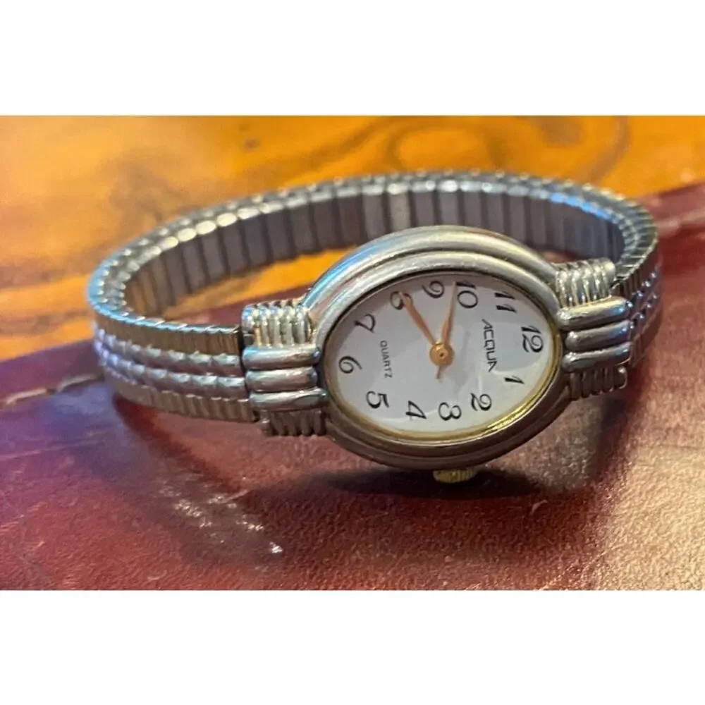 Women's 24mm Acqua Quartz Watch, Gold Tone, Black Face, Leather Band